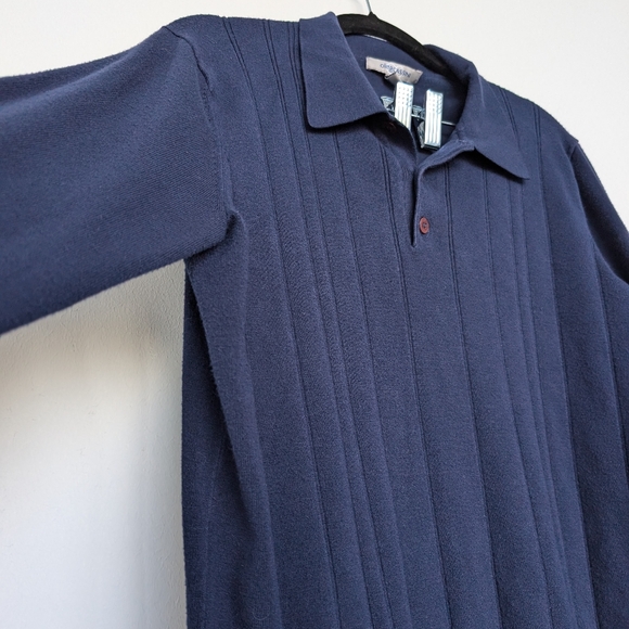 Oleg Cassini Silk Blend Navy Pullover Sweater  Collar Sz M - Picture 6 of 15